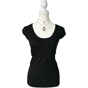 Y2K “Seductions” Black Lace Short Sleeve Fitted Top
